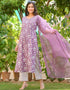 Designer Party Wear Readymade Salwar Suit Purple Cotton Pant Straight Front View